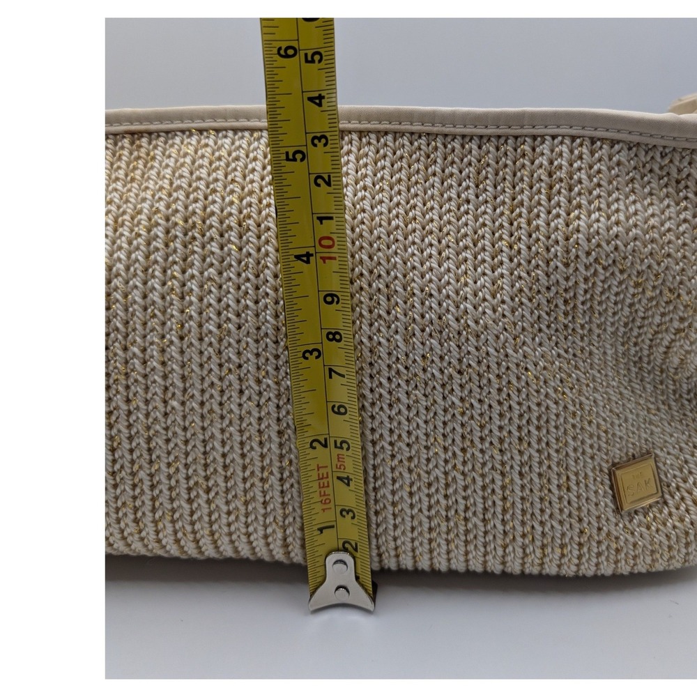 The Sak Shoulder Bag Cream Gold Metallic Crochet Woven Boho - Medium - Picture 8 of 15